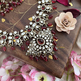 Premium Red Victorian Diamond Long Neckpiece-VV1864